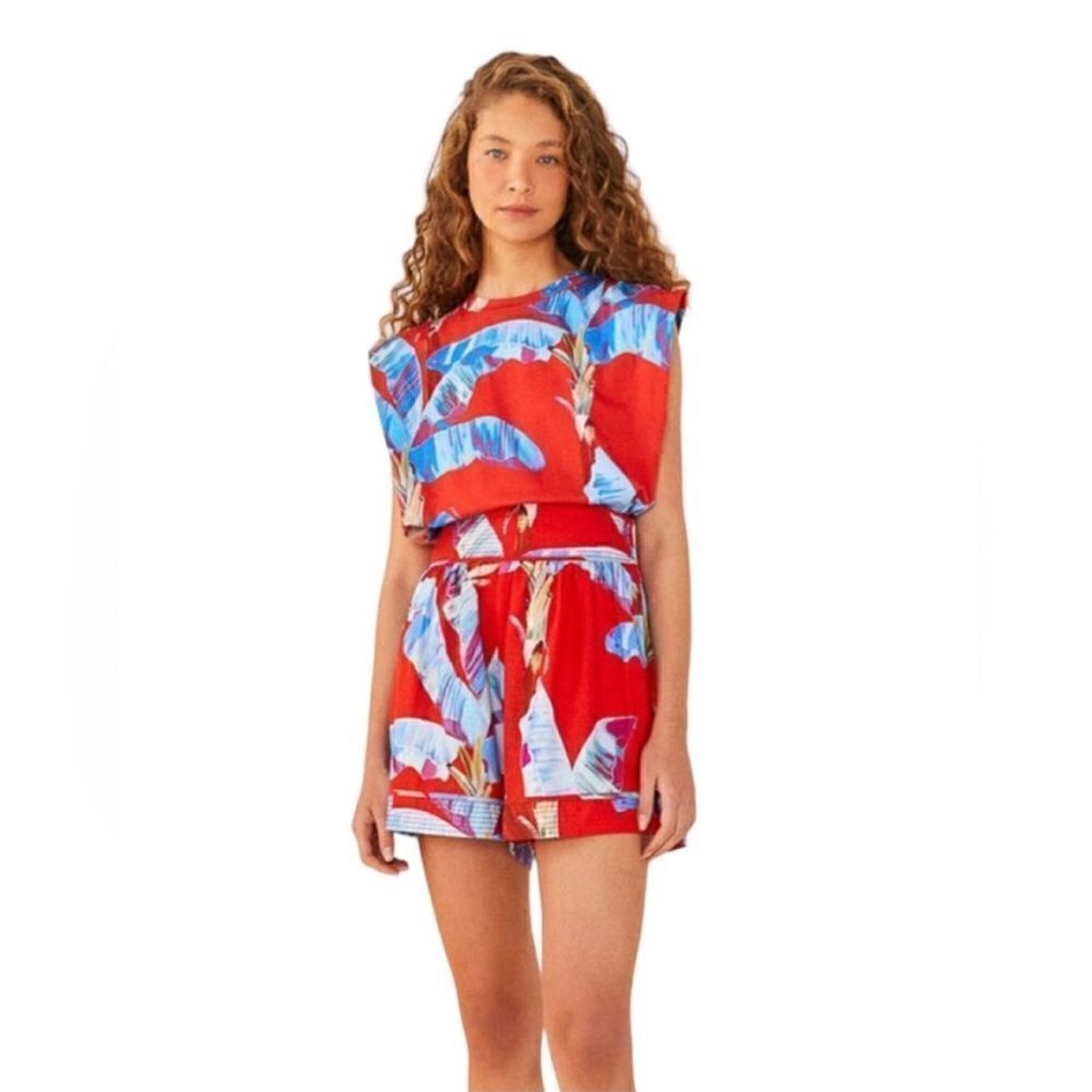 NWT Farm Rio Sweet Jungle Red Shorts Ananas Red Small